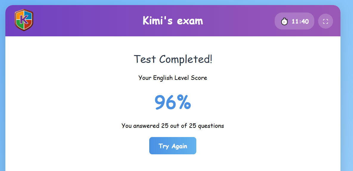 Step 7: Score result page